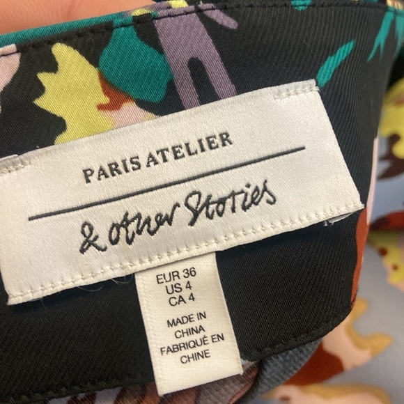 & Other Stories Pleated Floral Midi Dress Sz 4 - Picture 3 of 5